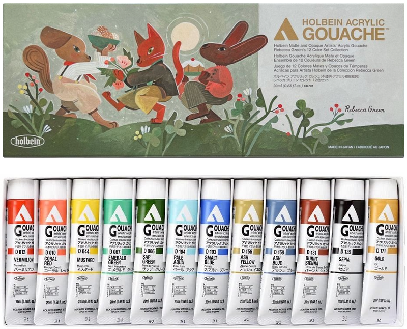 Holbein Rebecca Green Acrylic Gouache Set | 12 x 20ml