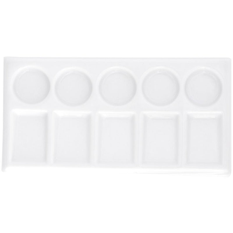 Jack Richeson Hand-Glazed Porcelain 5 Round / 5 Slant Well Palette Mixing Tray