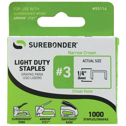 Surebonder Light Duty Staples No. 3, 1000 ct.