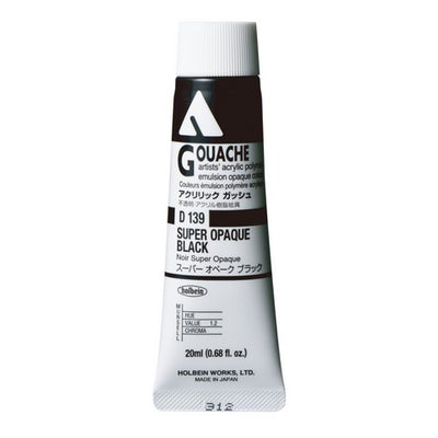 Holbein Acrylic Gouache Tubes (Black, White & Gray Colors)