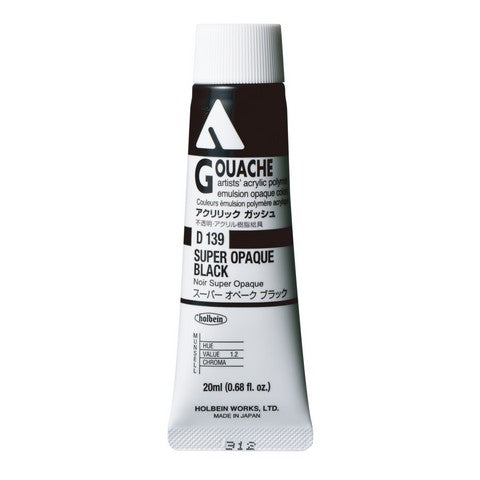 Holbein Acrylic Gouache Tubes (Black, White & Gray Colors)